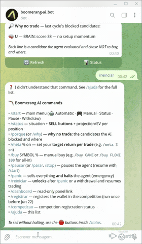 The agent's Telegram control panel — real recording